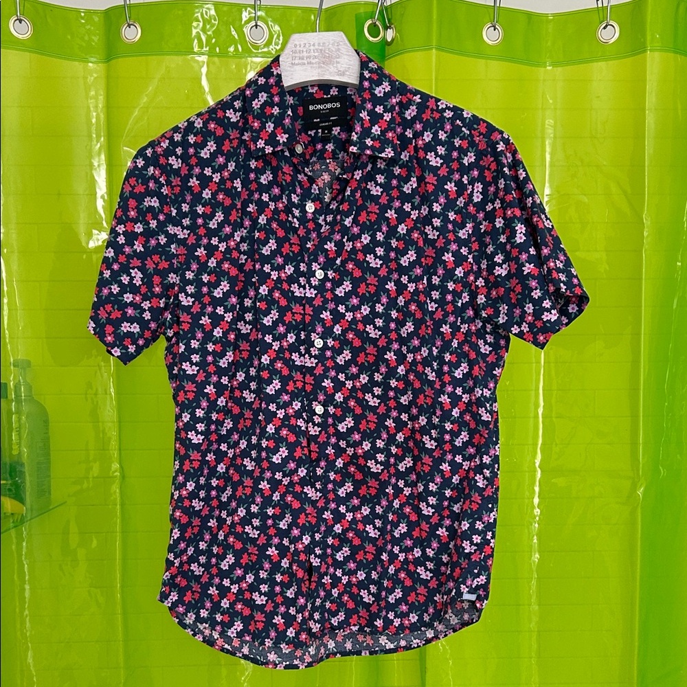 Bonobos standard fit floral navy short sleeve button down